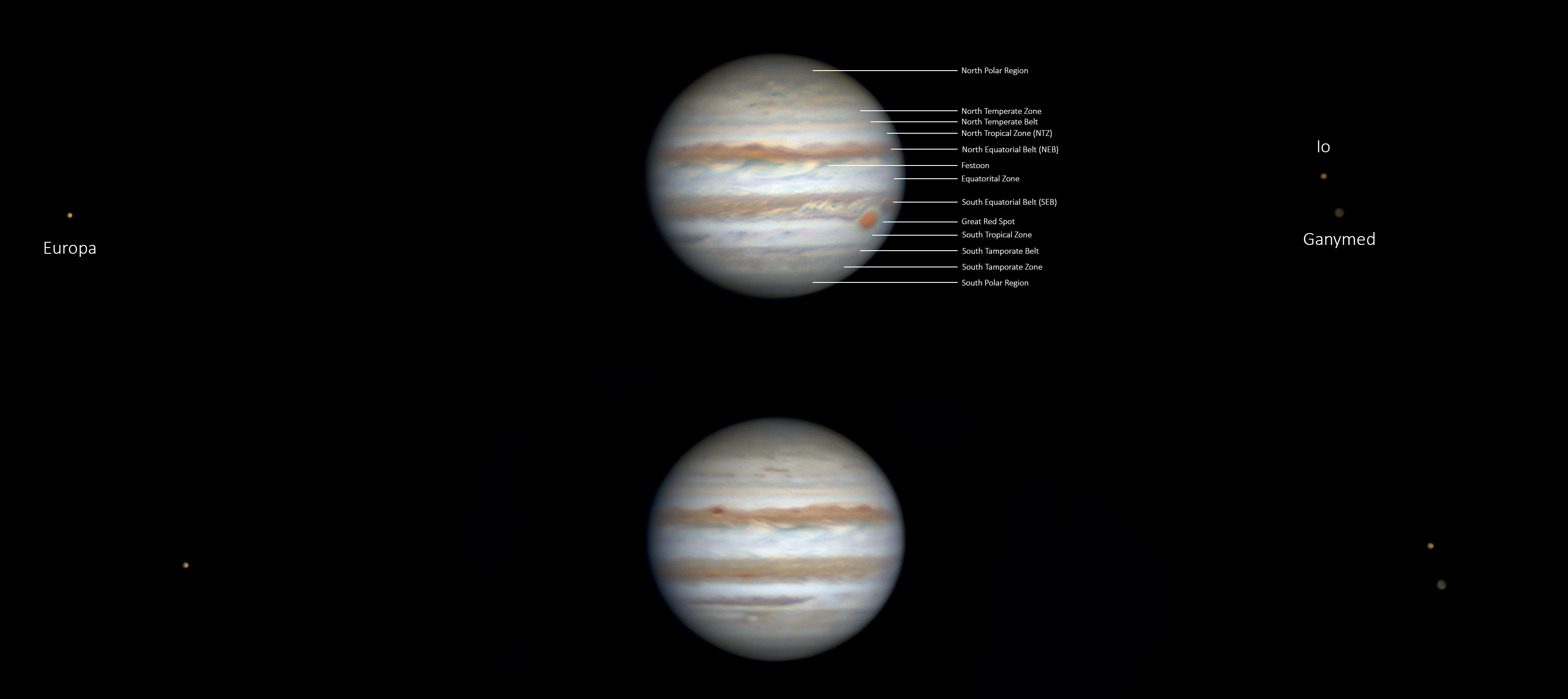 12. März 2026 – Jupiter mit drei Monden und dem Grossen Roten Fleck